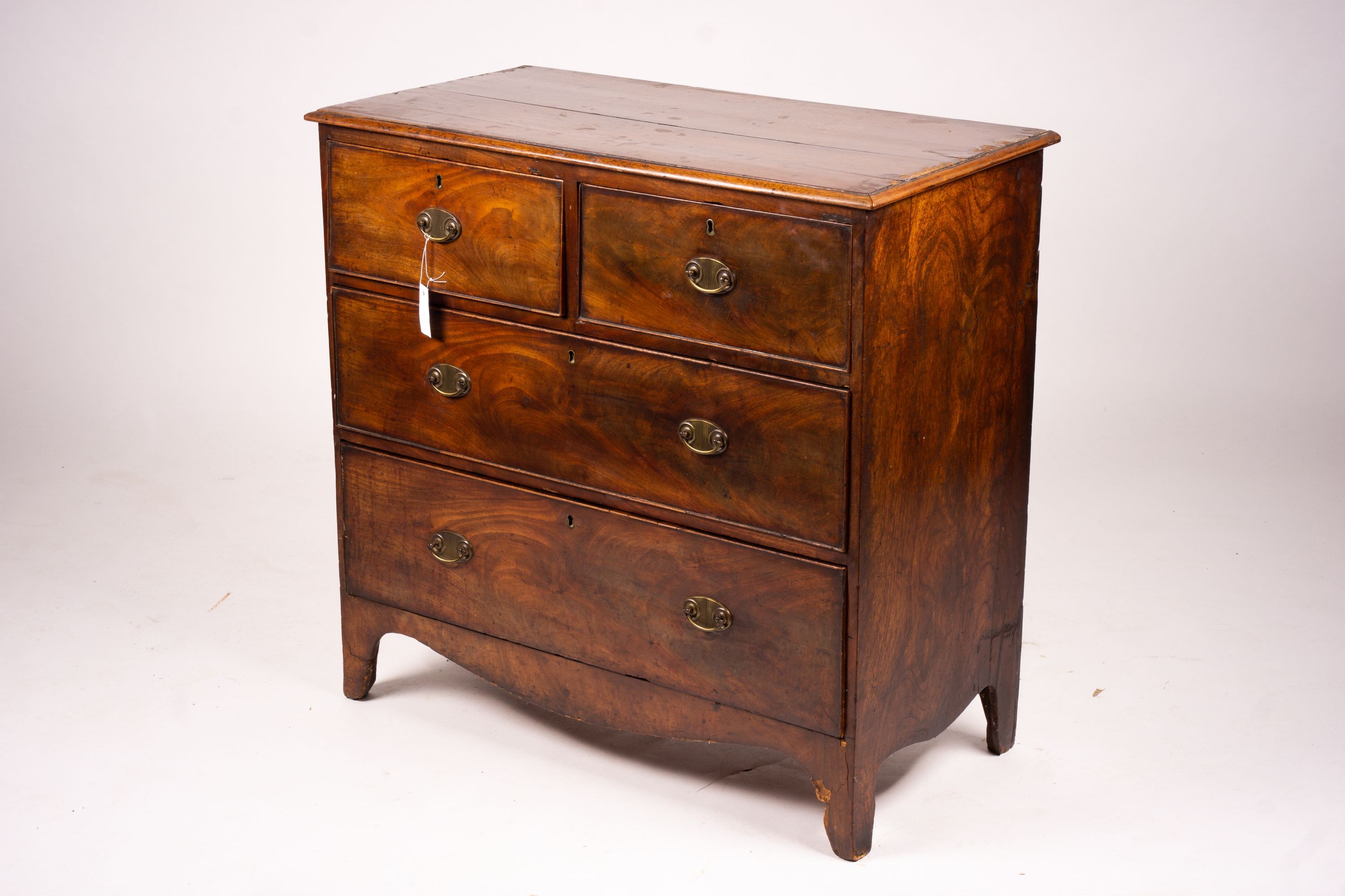 A small George III mahogany chest, width 94cm, depth 48cm, height 89cm